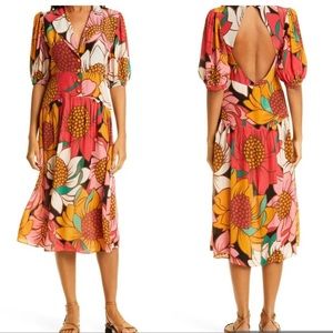 Farm Rio Colorful Sunflower Midi Dress